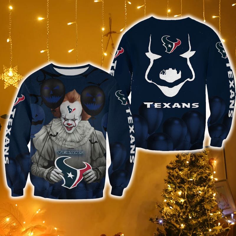 Houston Texans Pennywise the Dancing Clown IT Hallowen Edition Unisex Blessing Ugly Sweater For Men And Women Gift Fans Christmas - 131123-083847