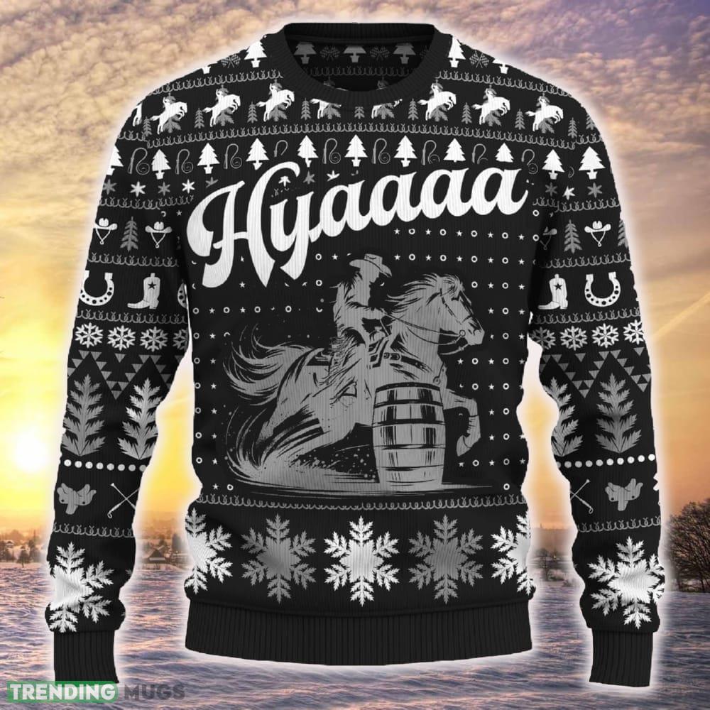 Hyaaaa Barrel Racing Cowboy Christmas Tree 3D Sweater Ideas Gift For Men And Women - Hyaaaa Barrel Racing Cowboy Ugly Christmas Sweater_ 1 Hyaaaa Barrel Racing Cowboy Christmas Tree 3D Sweater Ideas Gift For Men And Women - Hyaaaa Barrel Racing Cowboy Ugly Christmas Sweater_ 1