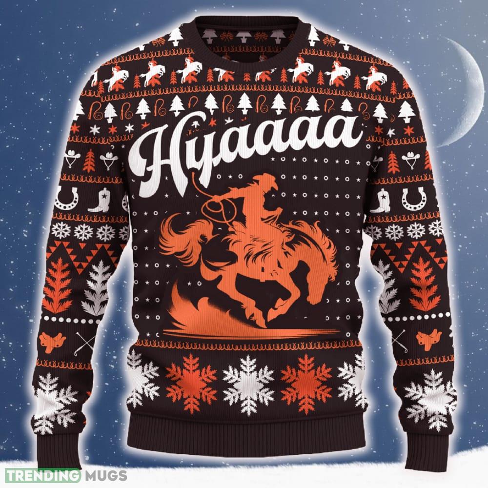 Hyaaaa Saddle Bronc Riding Christmas Tree AOP Sweater Special Gift For Men And Women - Hyaaaa Saddle Bronc Riding Ugly Christmas Sweater_ 1 Hyaaaa Saddle Bronc Riding Christmas Tree AOP Sweater Special Gift For Men And Women - Hyaaaa Saddle Bronc Riding Ugly Christmas Sweater_ 1