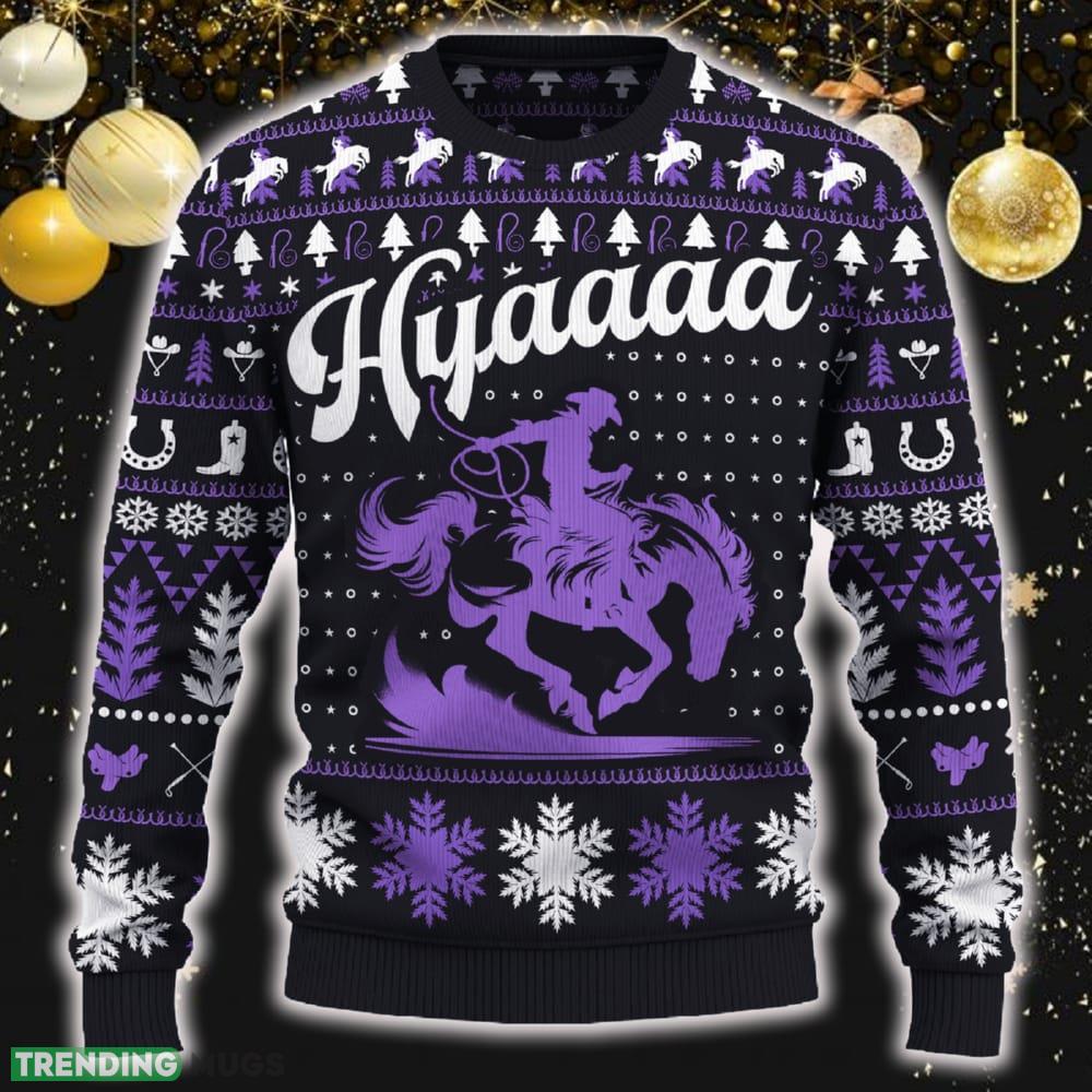 Hyaaaa Saddle Bronc Riding Funny Ugly Christmas 3D New Gift For Men And Women - Hyaaaa Saddle Bronc Riding Ugly Christmas Sweater_ 1 Hyaaaa Saddle Bronc Riding Funny Ugly Christmas 3D New Gift For Men And Women - Hyaaaa Saddle Bronc Riding Ugly Christmas Sweater_ 1