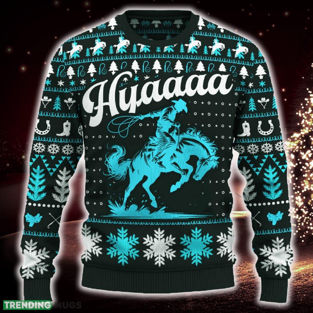 Hyaaaa Saddle Bronc Riding Rodeo Snowflakes Knitted Christmas Sweater Trending Gift For Fans - Hyaaaa Saddle Bronc Riding Rodeo Ugly Christmas Sweater_ 1 Hyaaaa Saddle Bronc Riding Rodeo Snowflakes Knitted Christmas Sweater Trending Gift For Fans - Hyaaaa Saddle Bronc Riding Rodeo Ugly Christmas Sweater_ 1