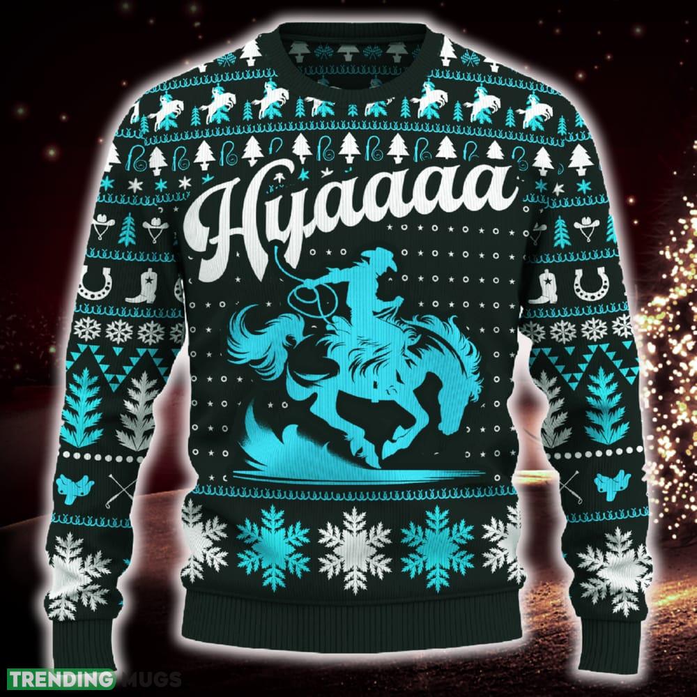 Hyaaaa Saddle Bronc Riding Snowflakes Ugly Christmas 3D Sweater Trending Gift For Men And Women - Hyaaaa Saddle Bronc Riding Ugly Christmas Sweater_ 1 Hyaaaa Saddle Bronc Riding Snowflakes Ugly Christmas 3D Sweater Trending Gift For Men And Women - Hyaaaa Saddle Bronc Riding Ugly Christmas Sweater_ 1