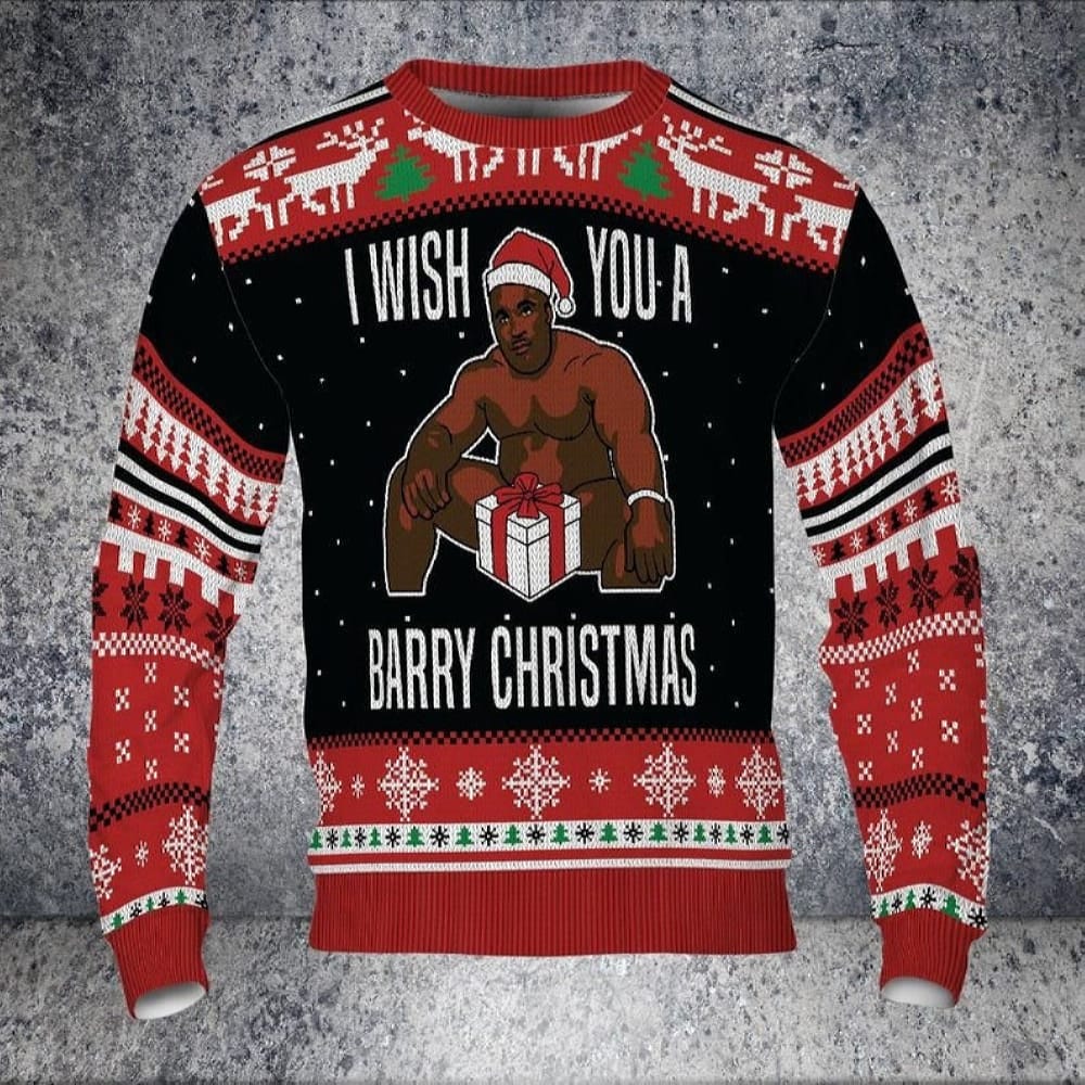 I Wish You A Barry Christmas Big Black Package For You Christmas Happy Holidays Snowflakes Unisex Crew Neck Sweater - 211123-104559 I Wish You A Barry Christmas Big Black Package For You Christmas Happy Holidays Snowflakes Unisex Crew Neck Sweater - 211123-104559