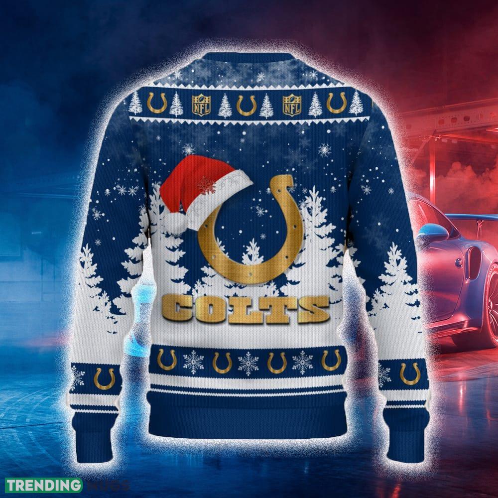 Indianapolis Colts Ugly Christmas Sweater Tree Santa Hat Car For Fans Gift Familys Holidays 3D Sweater Indianapolis Colts Ugly Christmas Sweater Tree Santa Hat Car For Fans Gift Familys Holidays 3D Sweater