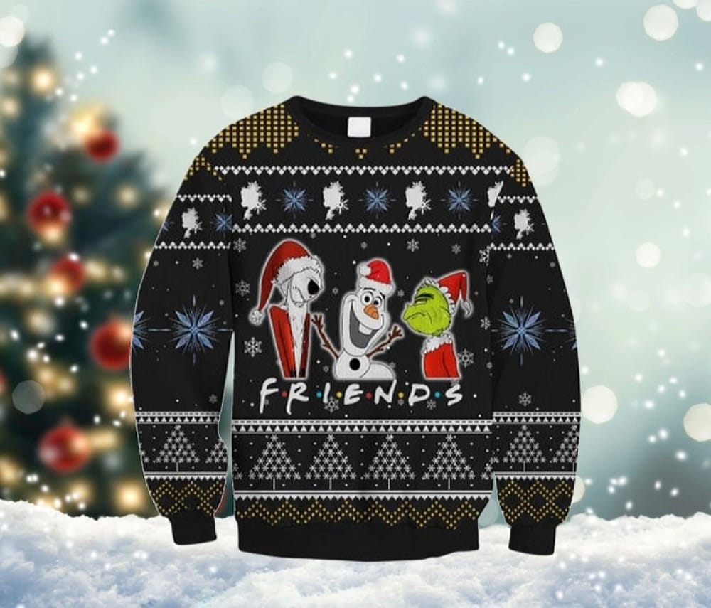Jack Olaf and Griinch Ugly Xmas Sweater Griinch Cartoon Cartoon Characters Woolen Sweater Kids Movie Shirt Gift For Fan - 211123-104654 Jack Olaf and Griinch Ugly Xmas Sweater Griinch Cartoon Cartoon Characters Woolen Sweater Kids Movie Shirt Gift For Fan - 211123-104654