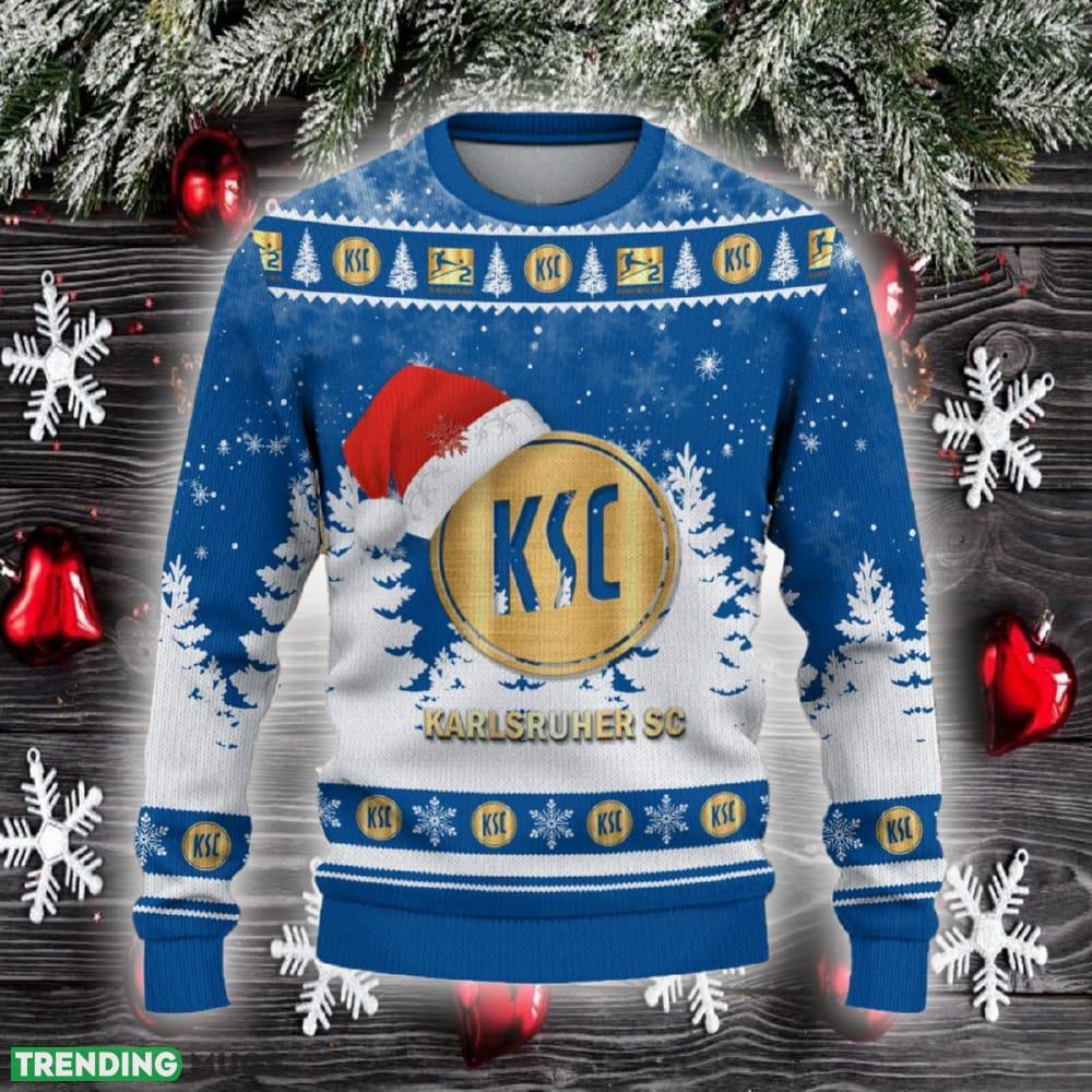 Karlsruher SC Ugly Christmas Sweater Santa Hat Logo Trending Christmas Gift For Fans - Karlsruher SC Ugly Christmas Sweater_2 Karlsruher SC Ugly Christmas Sweater Santa Hat Logo Trending Christmas Gift For Fans - Karlsruher SC Ugly Christmas Sweater_2
