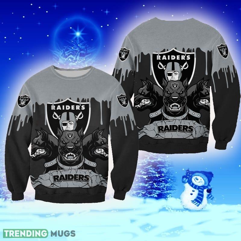 Las Vegas Raiders 3 Heads Cerberus Retail Ugly Sweater For Men And Women Gift Fans Christmas - Las Vegas Raiders 3 Heads Cerberus Retail Ugly Sweater For Men And Women Gift Fans Christmas