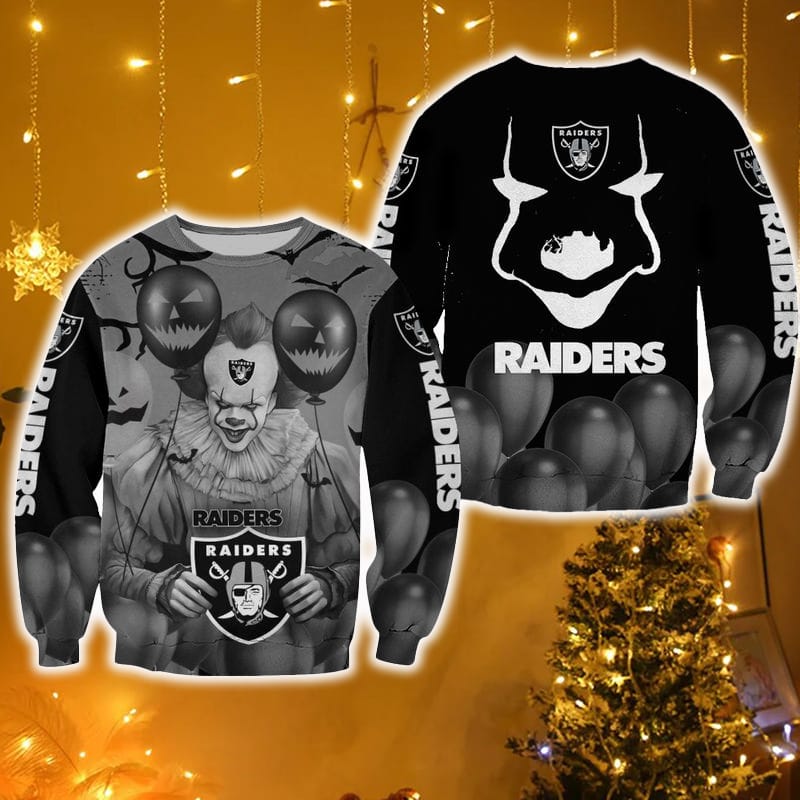 Las Vegas Raiders Pennywise the Dancing Clown IT Hallowen Edition Unisex Woven Ugly Sweater For Men And Women Gift Fans Christmas - 131123-095601 Las Vegas Raiders Pennywise the Dancing Clown IT Hallowen Edition Unisex Woven Ugly Sweater For Men And Women Gift Fans Christmas - 131123-095601