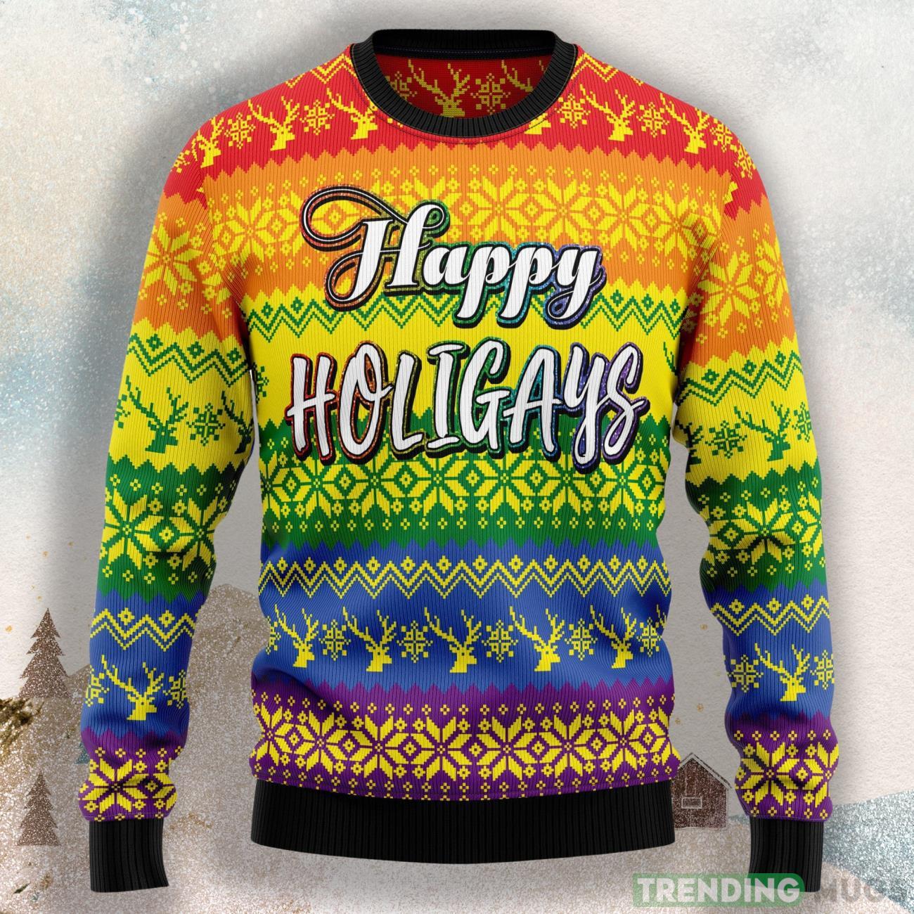 Lgbt Gay Pride Happy Holigays Ugly Christmas Sweater For Men & Women Product Photo 1 Lgbt Gay Pride Happy Holigays Ugly Christmas Sweater For Men & Women Product Photo 1