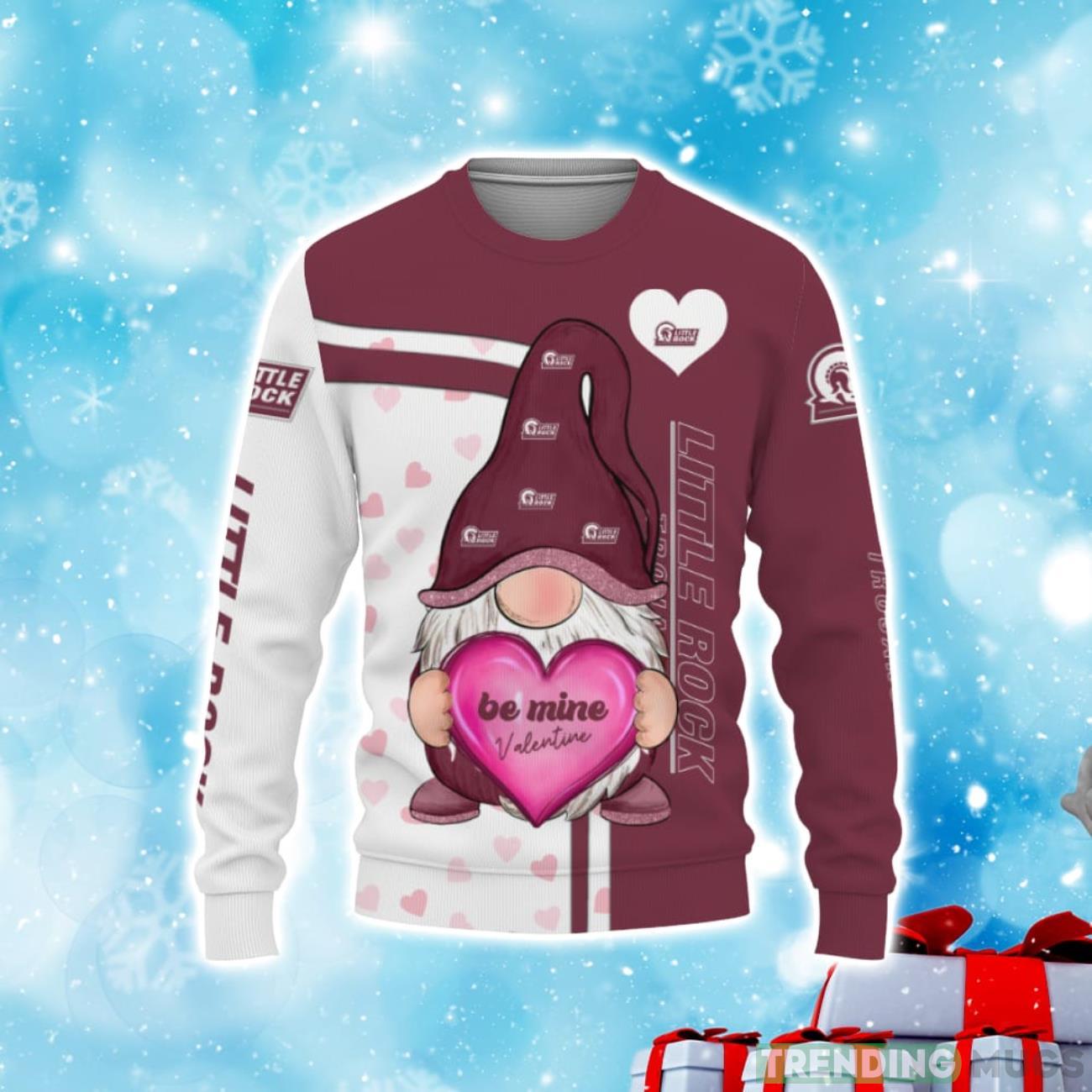 Little Rock Trojans Be Mine Valentine, Gnomes With Valentine Football American, Valentine Day Christmas Sweater Product Photo 1 Little Rock Trojans Be Mine Valentine, Gnomes With Valentine Football American, Valentine Day Christmas Sweater Product Photo 1