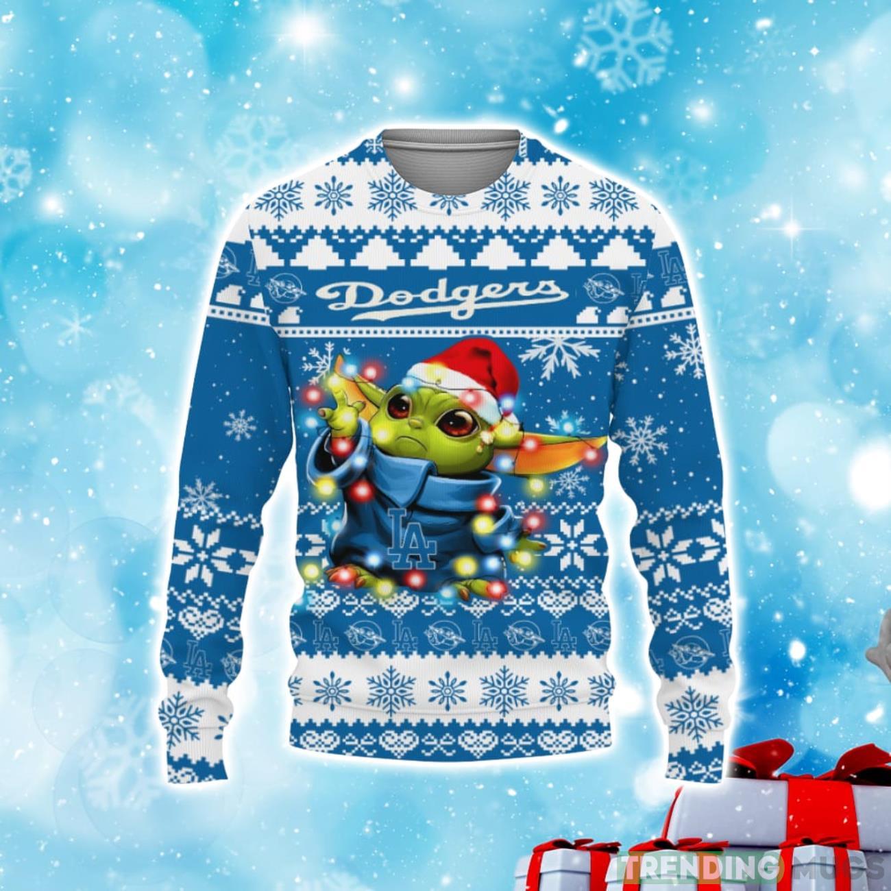 Los Angeles Dodgers Baby Yoda Star Wars Sports Football American Ugly Christmas Sweater Product Photo 1 Los Angeles Dodgers Baby Yoda Star Wars Sports Football American Ugly Christmas Sweater Product Photo 1