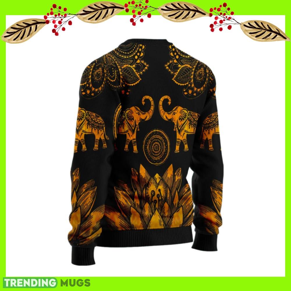 Lovely Gold Elephant Ugly Christmas Sweater New For Men And Women Gift Holidays Christmas 3D Sweater Lovely Gold Elephant Ugly Christmas Sweater New For Men And Women Gift Holidays Christmas 3D Sweater
