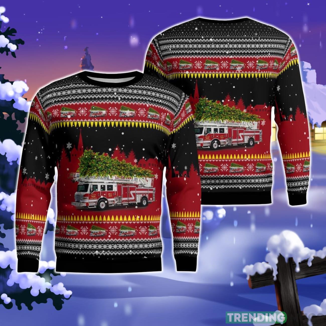 Loves Park Fire Department, Loves Park, Illinois Christmas Ugly Sweater Product Photo 1 Loves Park Fire Department, Loves Park, Illinois Christmas Ugly Sweater Product Photo 1