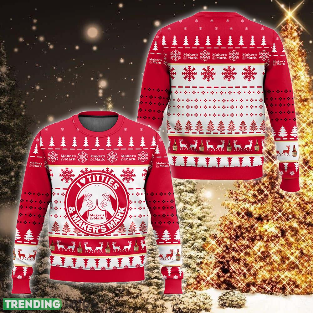 Maker’s Mark Titties Funny Pullover Ugly Christmas Sweater AOP For Fans - Maker’s Mark Titties Funny Ugly Christmas Sweater For Men And Women Photo 1 Maker’s Mark Titties Funny Pullover Ugly Christmas Sweater AOP For Fans - Maker’s Mark Titties Funny Ugly Christmas Sweater For Men And Women Photo 1