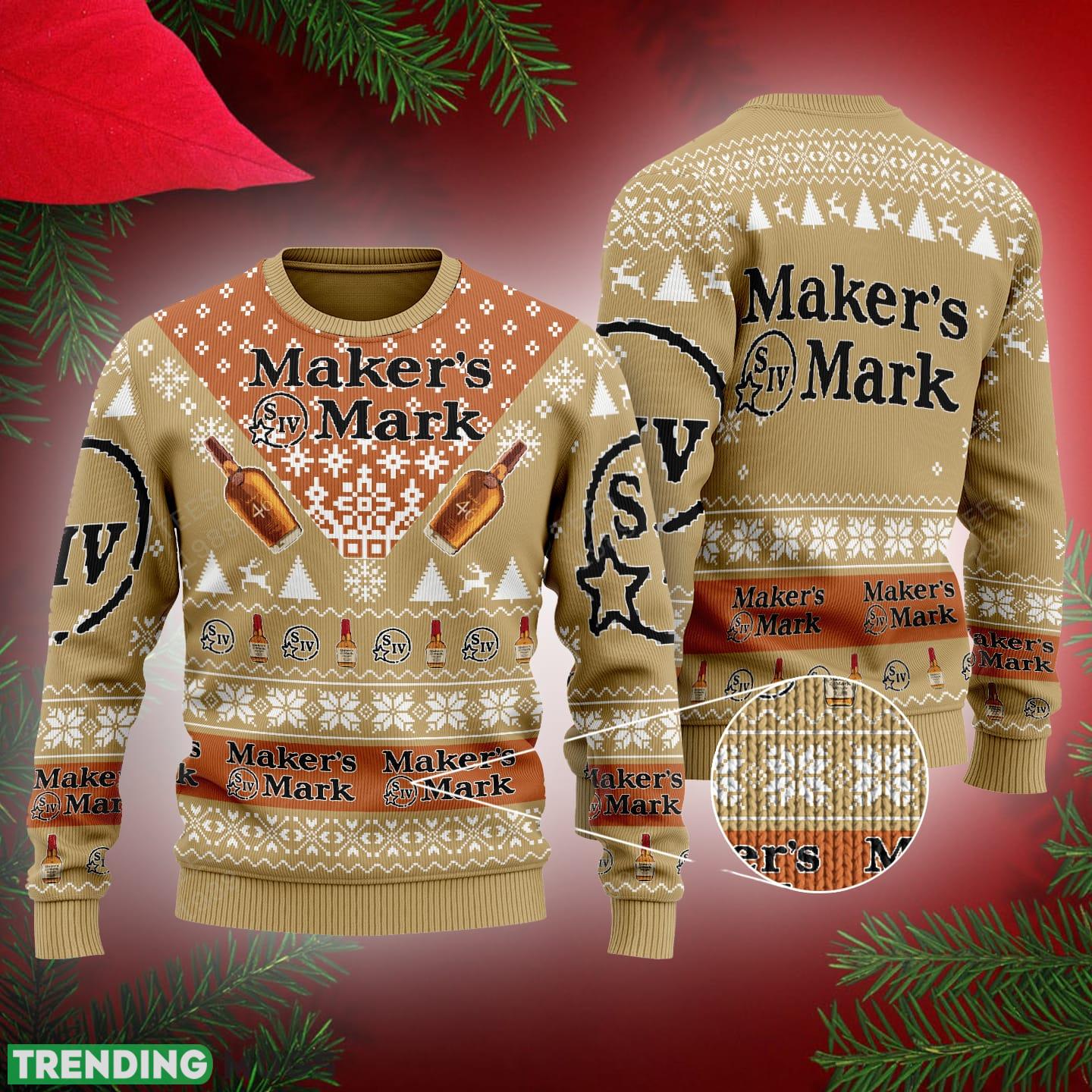 Maker's Mark Whiskey Knitted Christmas 3D Sweater Gift Holidays 3D Sweater Maker's Mark Whiskey Knitted Christmas 3D Sweater Gift Holidays - Maker's Mark Whiskey Knitted Christmas 3D Sweater Gift Holidays