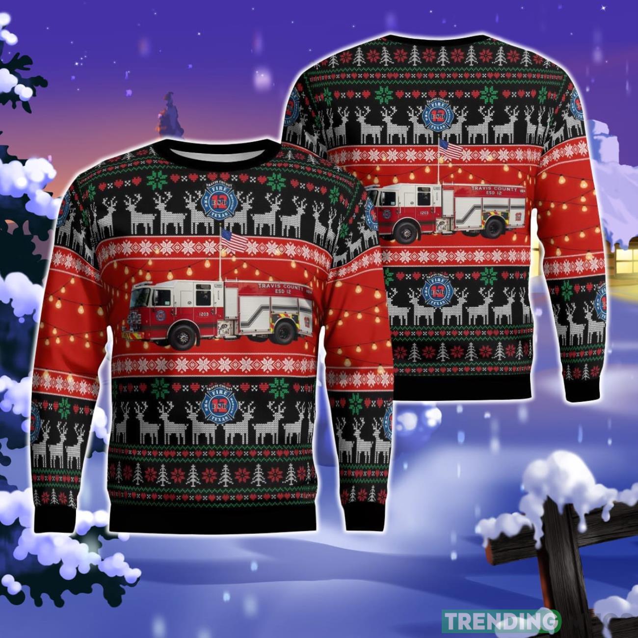 Manor, Travis County, Texas, Travis County ESD 12 Christmas Ugly Sweater Product Photo 1 Manor, Travis County, Texas, Travis County ESD 12 Christmas Ugly Sweater Product Photo 1