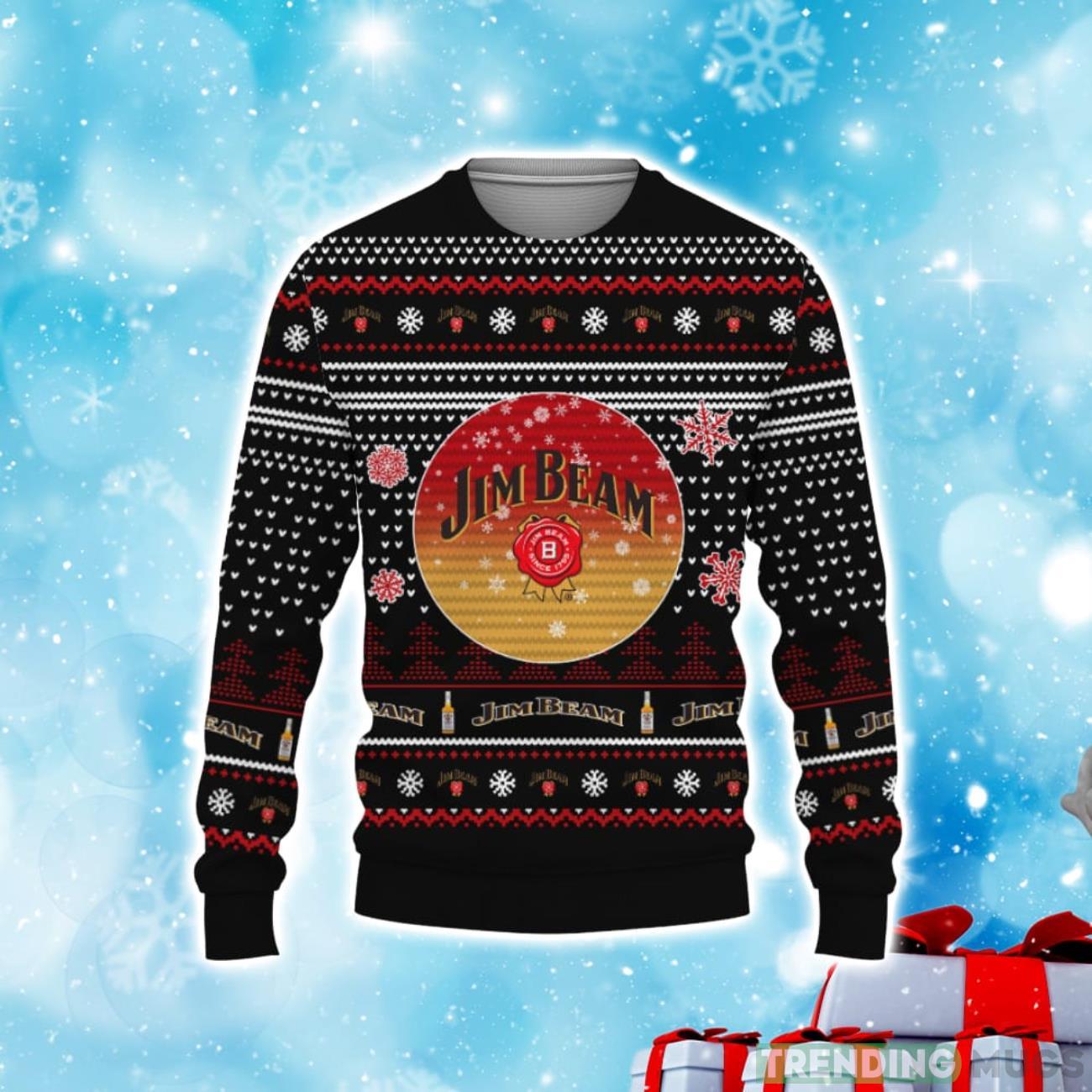 Merry Christmas 2023 Ugly Sweater American Jim Beam Whiskey Product Photo 1