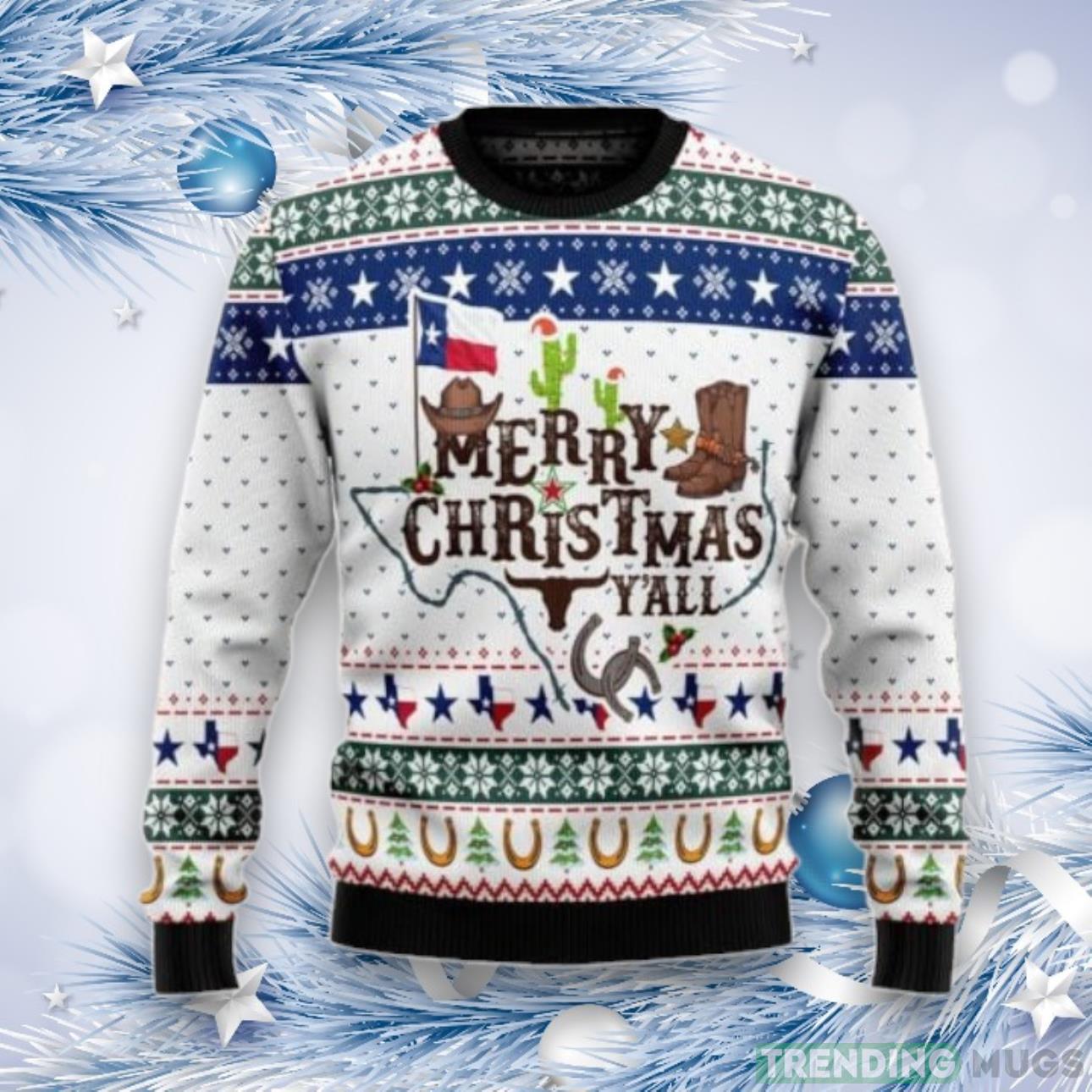 Merry Christmas Y'All Texas Ugly Christmas Sweater For Men & Women Product Photo 1 Merry Christmas Y'All Texas Ugly Christmas Sweater For Men & Women Product Photo 1