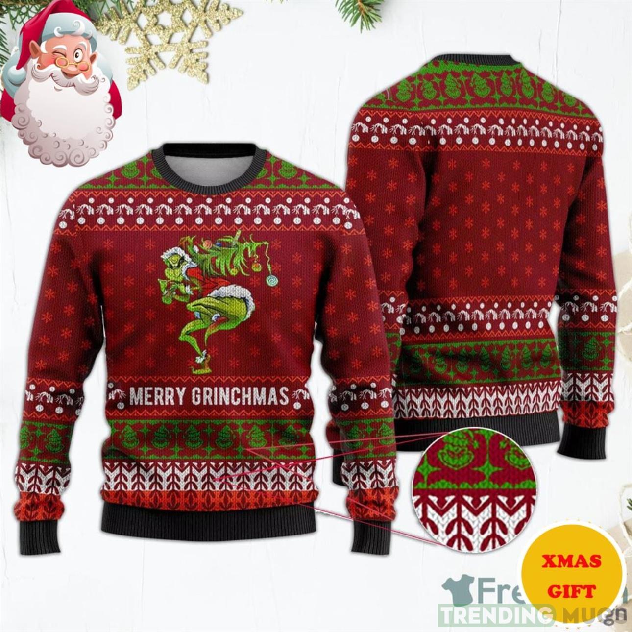 Merry Grinchmas Funny Grinch Red Christmas AOP Sweater Product Photo 1 Merry Grinchmas Funny Grinch Red Christmas AOP Sweater Product Photo 1