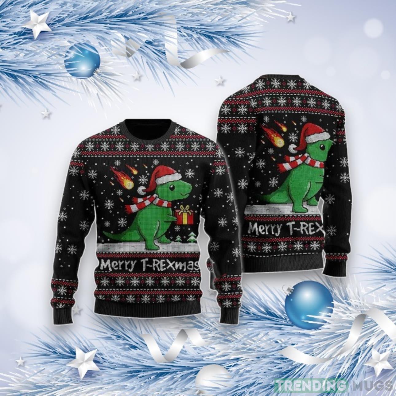Merry T-Rexmas Ugly Christmas Sweater For Men & Women Product Photo 1 Merry T-Rexmas Ugly Christmas Sweater For Men & Women Product Photo 1