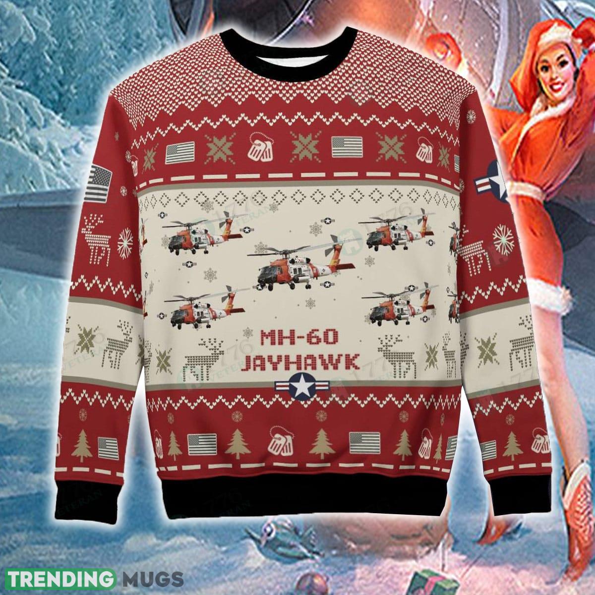 MH 60 Jayhawk MH60 Aircraft Ugly Sweater Red Gift For Christmas 3D Sweater MH 60 Jayhawk MH60 Aircraft Ugly Sweater Red Gift For Christmas 3D Sweater
