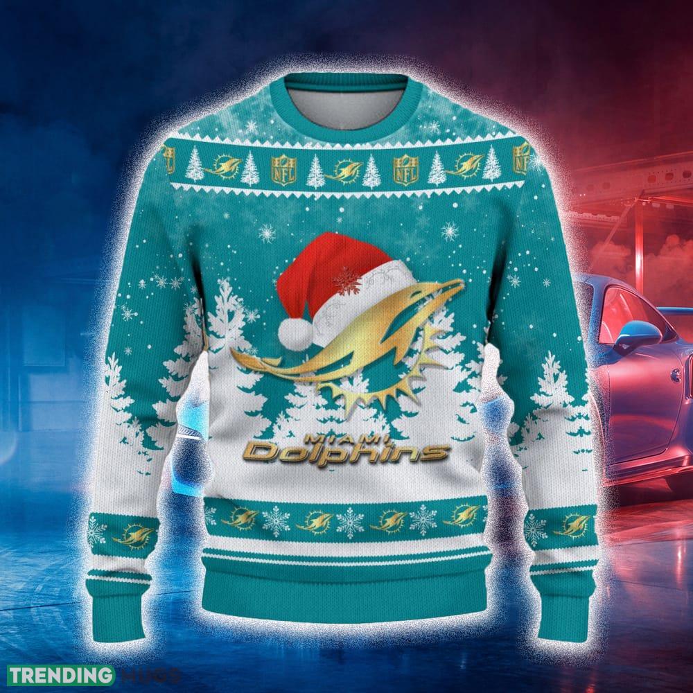 Miami Dolphins Ugly Christmas Sweater Tree Santa Hat Car For Fans Gift Familys Holidays - Miami Dolphins Ugly Christmas Sweater_2 Miami Dolphins Ugly Christmas Sweater Tree Santa Hat Car For Fans Gift Familys Holidays - Miami Dolphins Ugly Christmas Sweater_2