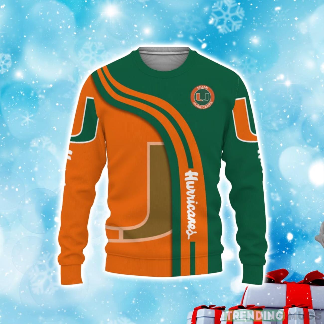 Miami Hurricanes Sports American Teams, Gift For Fan Road To Champion Christmas Sweater Product Photo 1 Miami Hurricanes Sports American Teams, Gift For Fan Road To Champion Christmas Sweater Product Photo 1