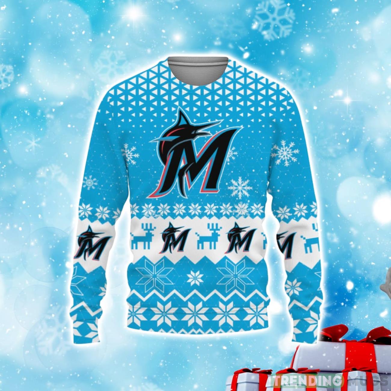 Miami Marlins Sports Football American Ugly Christmas Sweater Product Photo 1 Miami Marlins Sports Football American Ugly Christmas Sweater Product Photo 1