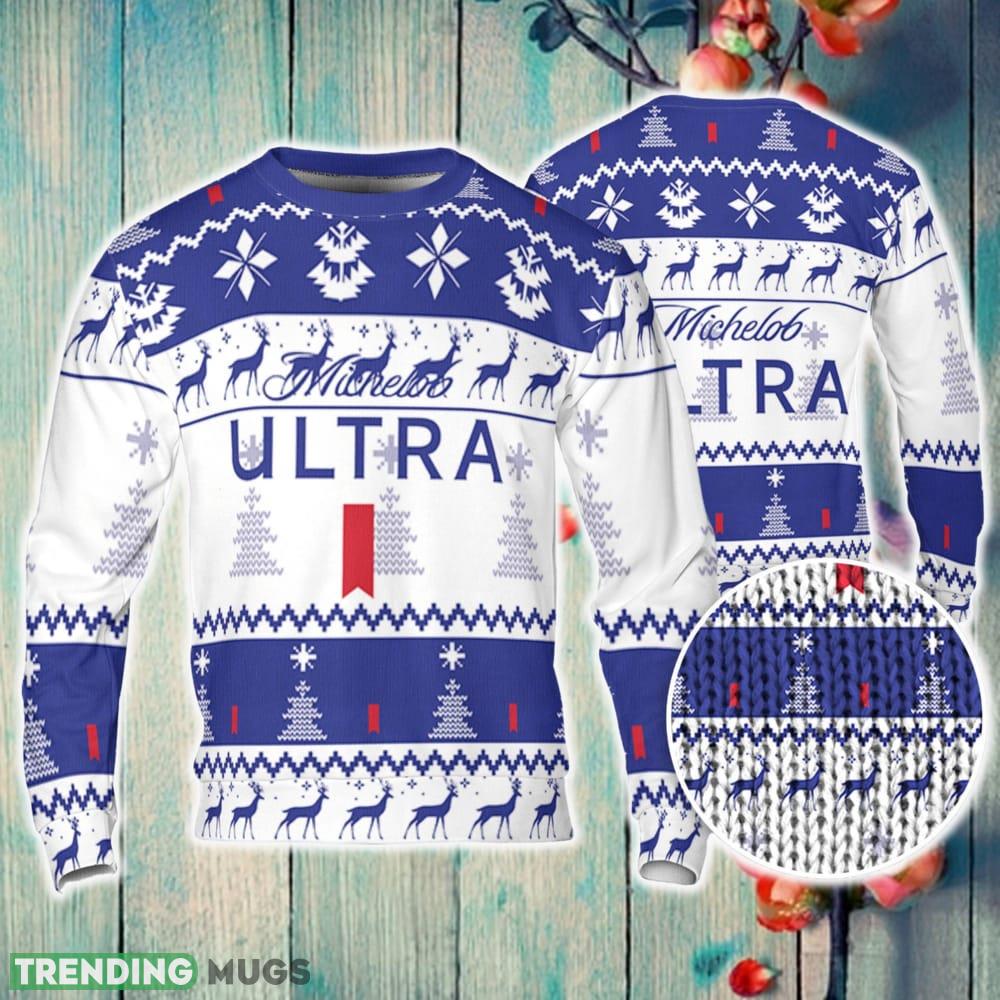 Michelob Ultra Ugly Sweater Pine Trees n Reindeer Beer Loves ugly Gift Christmas Sweater - Michelob Ultra Ugly Sweater Pine Trees n Reindeer Beer Loves ugly Gift Christmas Sweater