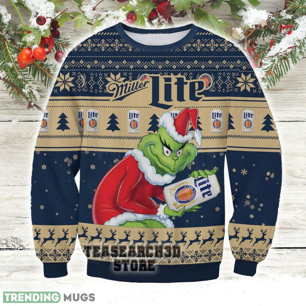miller light x the grinch ugly christmas sweater - miller light x the grinch ugly christmas sweater