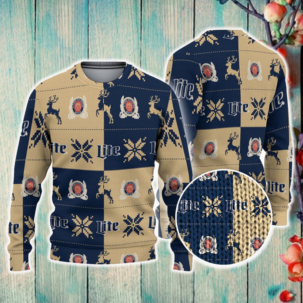 Miller Lite Ugly Sweater Reindeer n Snowflakers Beer Loves ugly Gift Reindeer Xmas Sweatshirt Miller Lite ugly sweater - 161123-091022