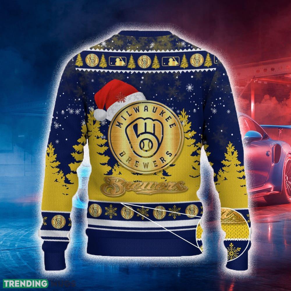 Milwaukee Brewers Ugly Christmas Sweater Tree Santa Hat Car For Fans Gift Familys Holidays 3D Sweater Milwaukee Brewers Ugly Christmas Sweater Tree Santa Hat Car For Fans Gift Familys Holidays 3D Sweater