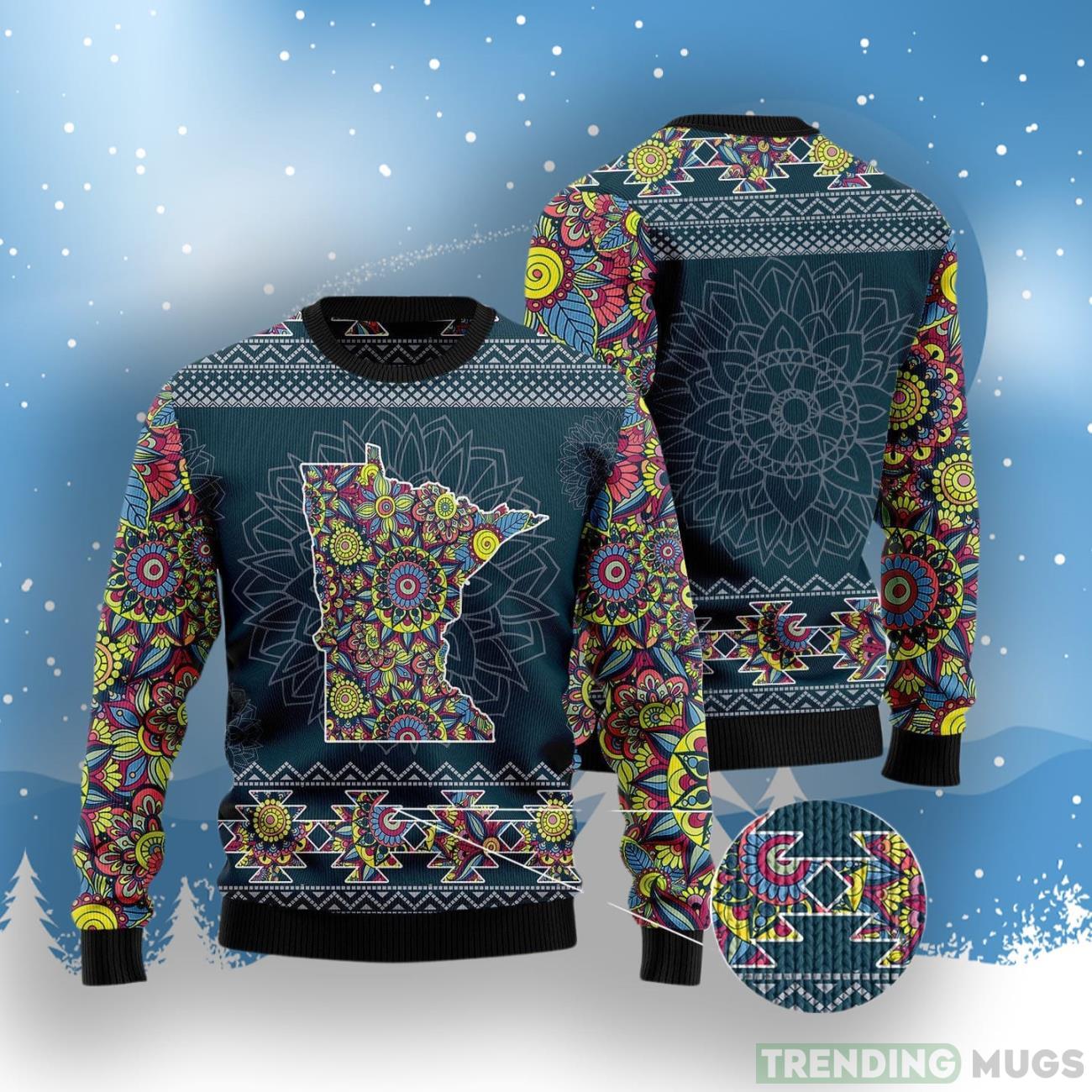 Minnesota Blue Mandala Ugly Christmas Sweater 3D Sweater Minnesota Blue Mandala Ugly Christmas Sweater 3D Sweater