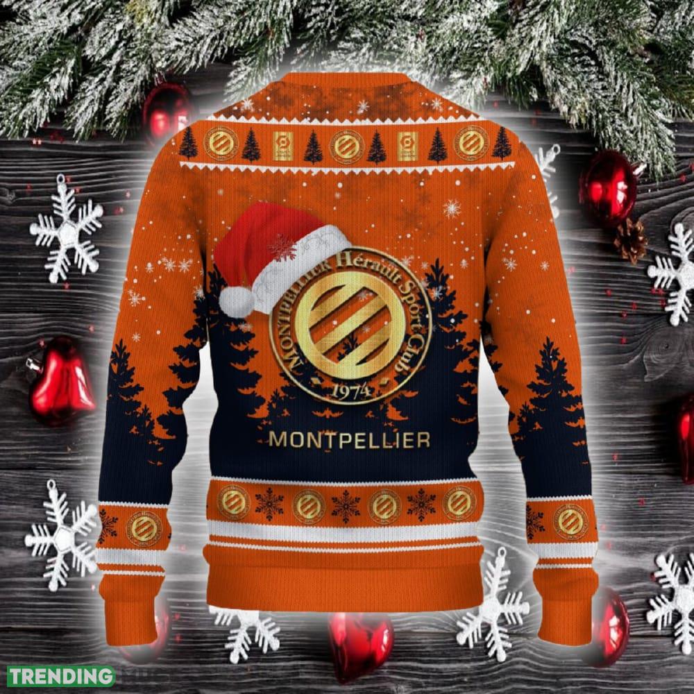 Montpellier HSC Ugly Christmas Sweater Santa Hat Logo Trending Christmas Gift For Fans 3D Sweater Montpellier HSC Ugly Christmas Sweater Santa Hat Logo Trending Christmas Gift For Fans 3D Sweater