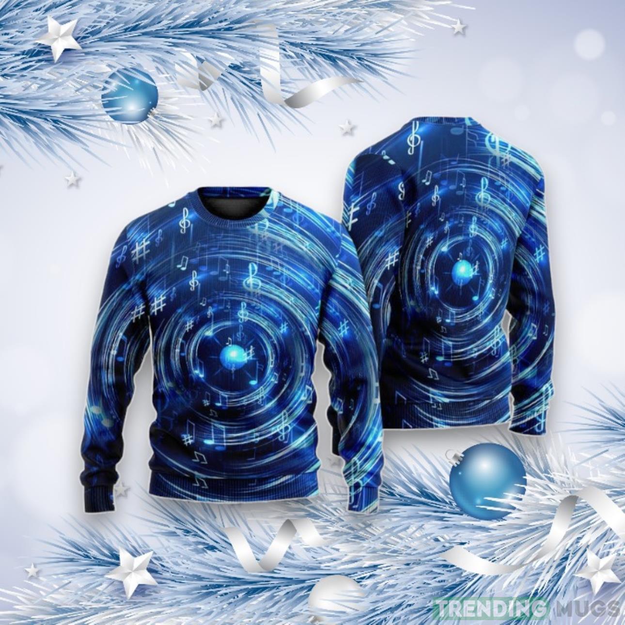 Music Neon Circle Music Notes Ugly Christmas Sweater For Men & Women Product Photo 1