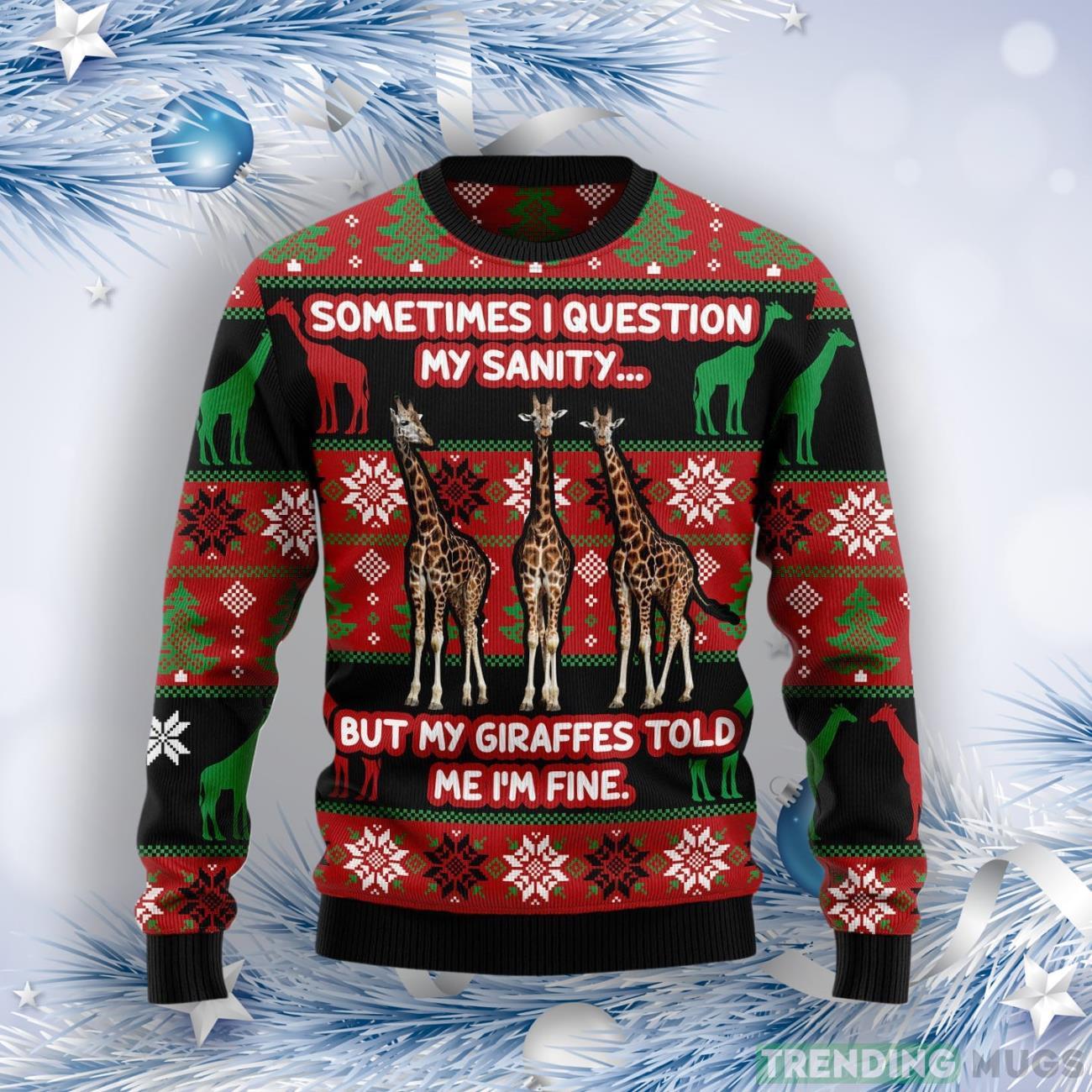 My Sanity Question Giraffe Ugly Christmas Sweater Product Photo 1 My Sanity Question Giraffe Ugly Christmas Sweater Product Photo 1