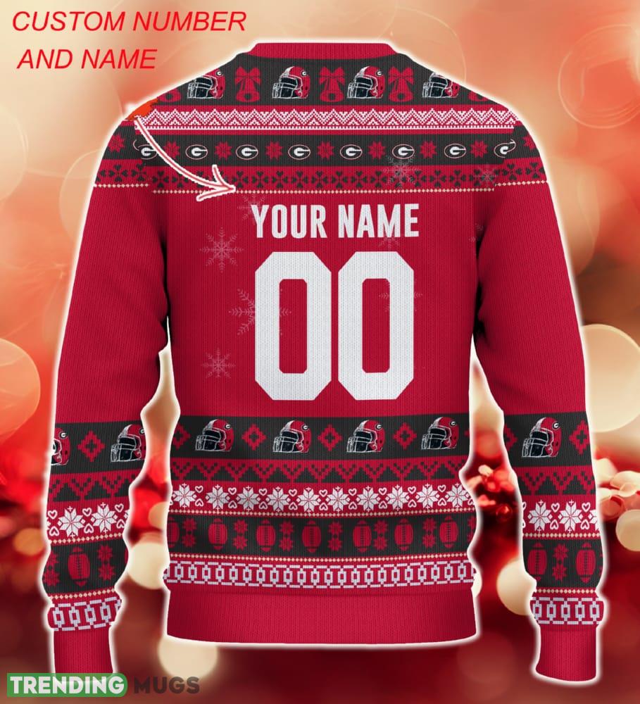 NCAA Georgia Bulldogs Christmas Ugly Sweater Custom Number And Name Gift For Fans Holidays 3D Sweater NCAA Georgia Bulldogs Christmas Ugly Sweater Custom Number And Name Gift For Fans Holidays 3D Sweater