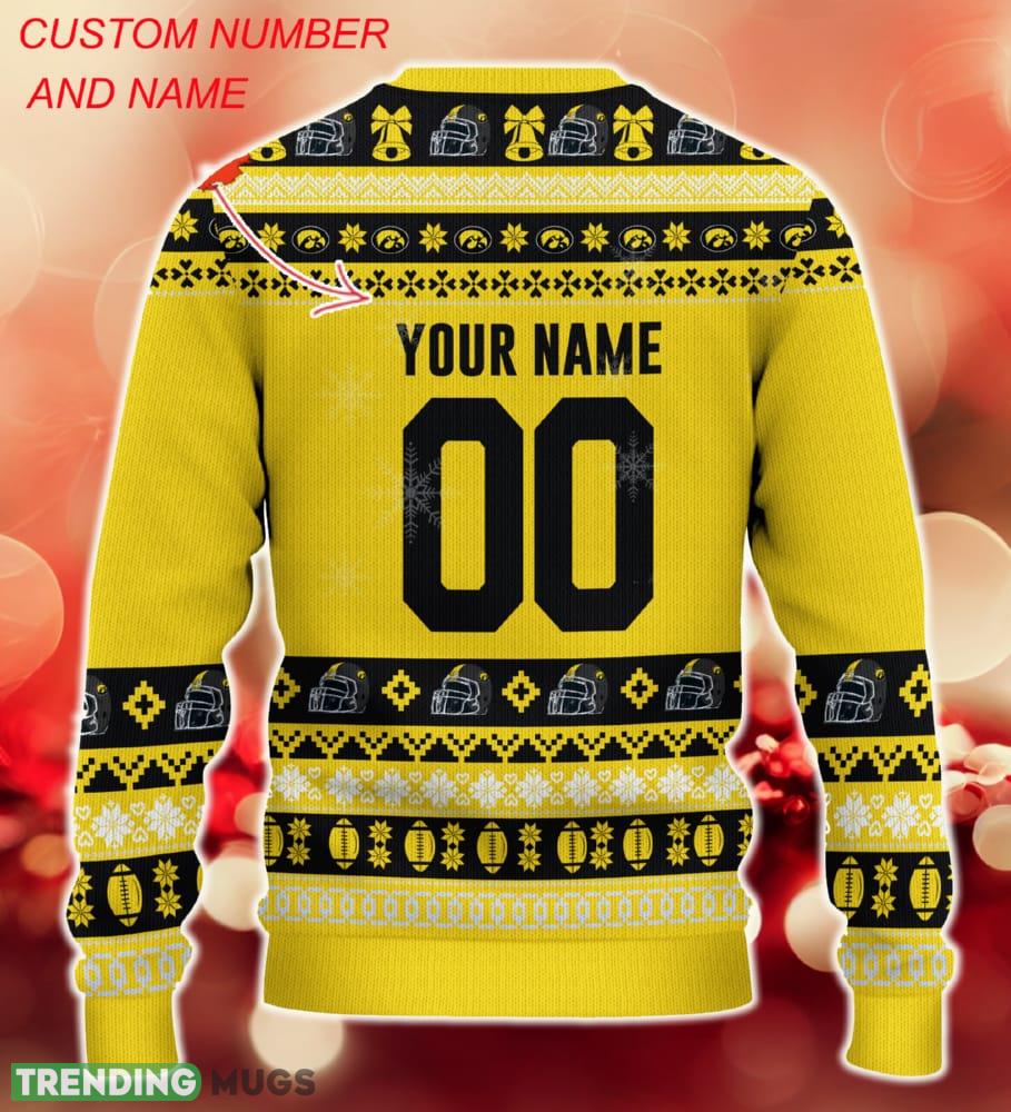 NCAA Iowa Hawkeyes Christmas Ugly Sweater Custom Number And Name Gift For Fans Holidays 3D Sweater NCAA Iowa Hawkeyes Christmas Ugly Sweater Custom Number And Name Gift For Fans Holidays 3D Sweater