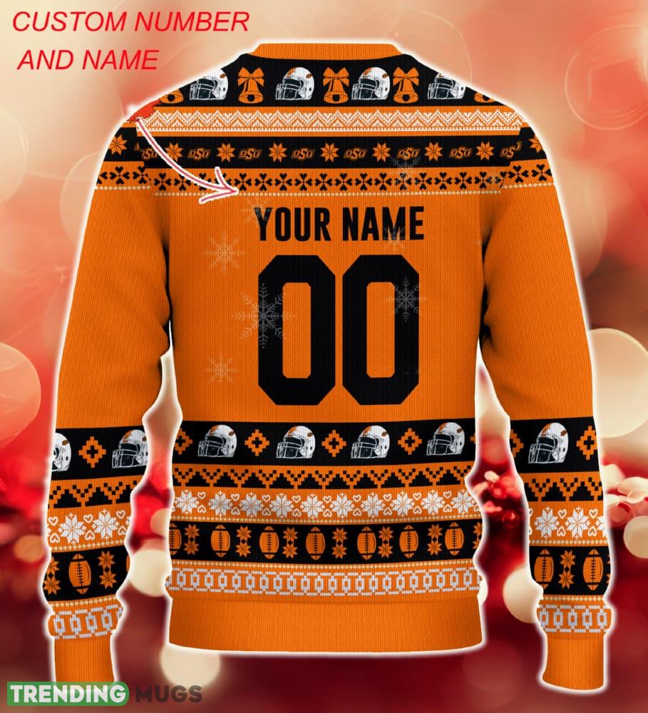 NCAA Oklahoma State Cowboys Christmas Ugly Sweater Custom Number And Name Gift For Fans Holidays 3D Sweater NCAA Oklahoma State Cowboys Christmas Ugly Sweater Custom Number And Name Gift For Fans Holidays 3D Sweater