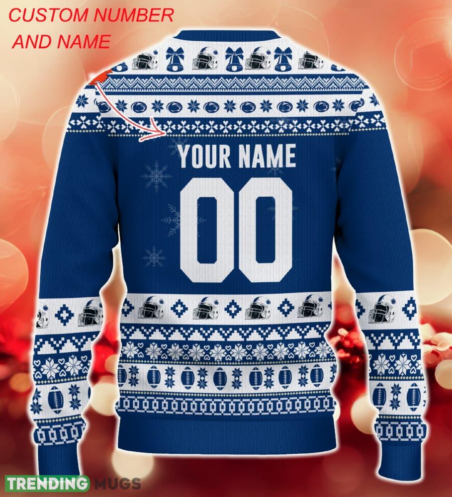 NCAA Penn State Nittany Lions Christmas Ugly Sweater Custom Number And Name Gift For Fans Holidays 3D Sweater NCAA Penn State Nittany Lions Christmas Ugly Sweater Custom Number And Name Gift For Fans Holidays 3D Sweater