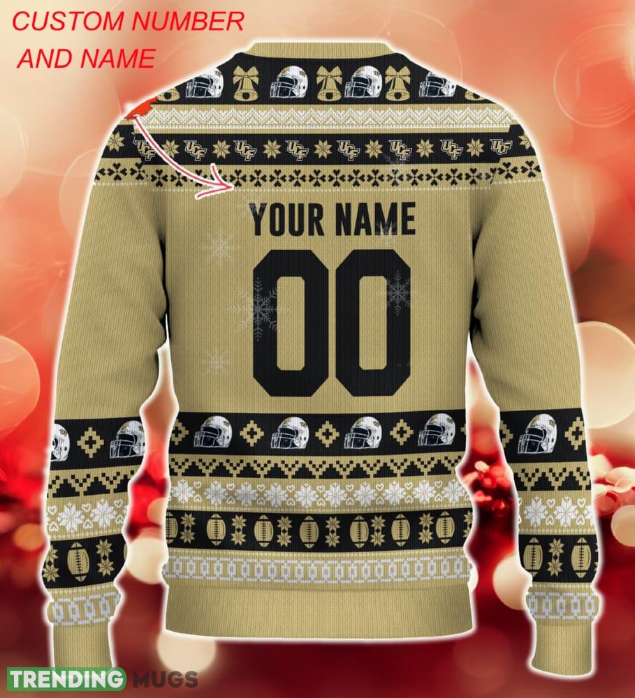 NCAA UCF Knights Christmas Ugly Sweater Custom Number And Name Gift For Fans Holidays 3D Sweater NCAA UCF Knights Christmas Ugly Sweater Custom Number And Name Gift For Fans Holidays 3D Sweater