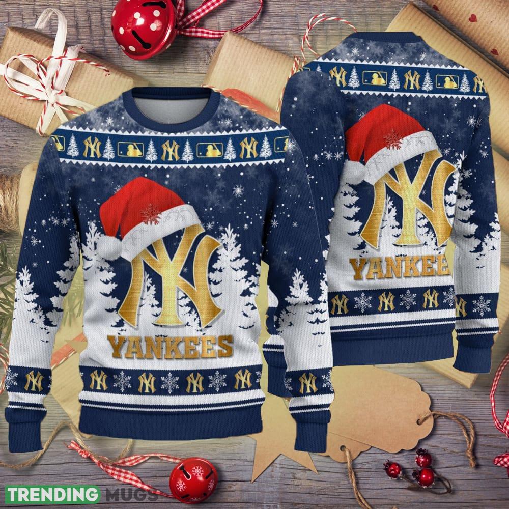 New York Yankees Logo Golden Fans Santa Hat Tree Knitted Christmas 3D Sweater - New York Yankees Logo Golden Fans Santa Hat Tree Knitted Christmas 3D Sweater New York Yankees Logo Golden Fans Santa Hat Tree Knitted Christmas 3D Sweater - New York Yankees Logo Golden Fans Santa Hat Tree Knitted Christmas 3D Sweater