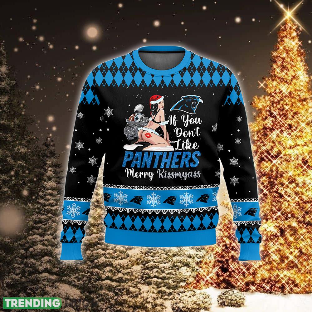 NFL Carolina Panthers Kissmyass Seasonal Knitted Christmas 3D Sweater For Fans 3D Sweater NFL Carolina Panthers Kissmyass Seasonal Knitted Christmas 3D Sweater For Fans 3D Sweater