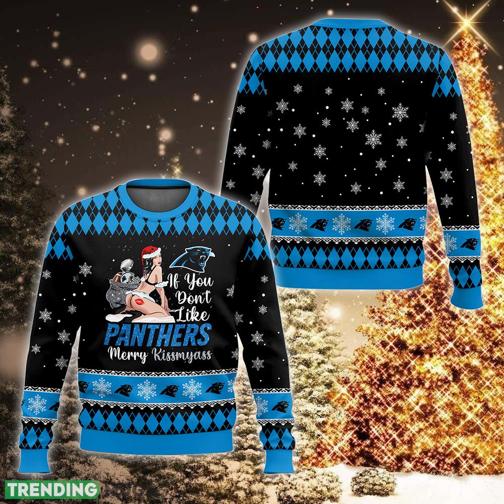 NFL Carolina Panthers Kissmyass Seasonal Knitted Christmas 3D Sweater For Fans - NFL Carolina Panthers Kissmyass Ugly Christmas Sweater For Men And Women Photo 1 NFL Carolina Panthers Kissmyass Seasonal Knitted Christmas 3D Sweater For Fans - NFL Carolina Panthers Kissmyass Ugly Christmas Sweater For Men And Women Photo 1