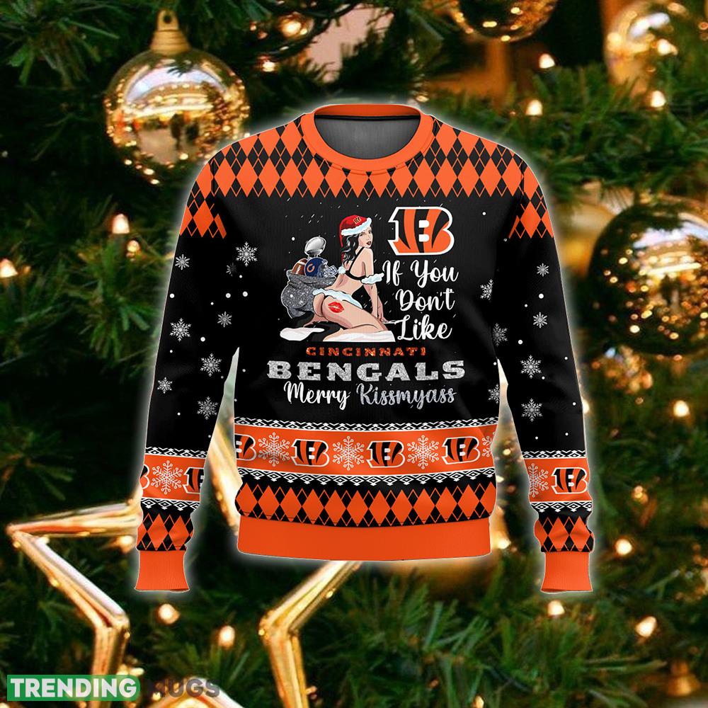 NFL Cincinnati Bengals Kissmyass Ugly Sweater For Fans Christmas Vintage Gift 3D Sweater NFL Cincinnati Bengals Kissmyass Ugly Sweater For Fans Christmas Vintage Gift 3D Sweater