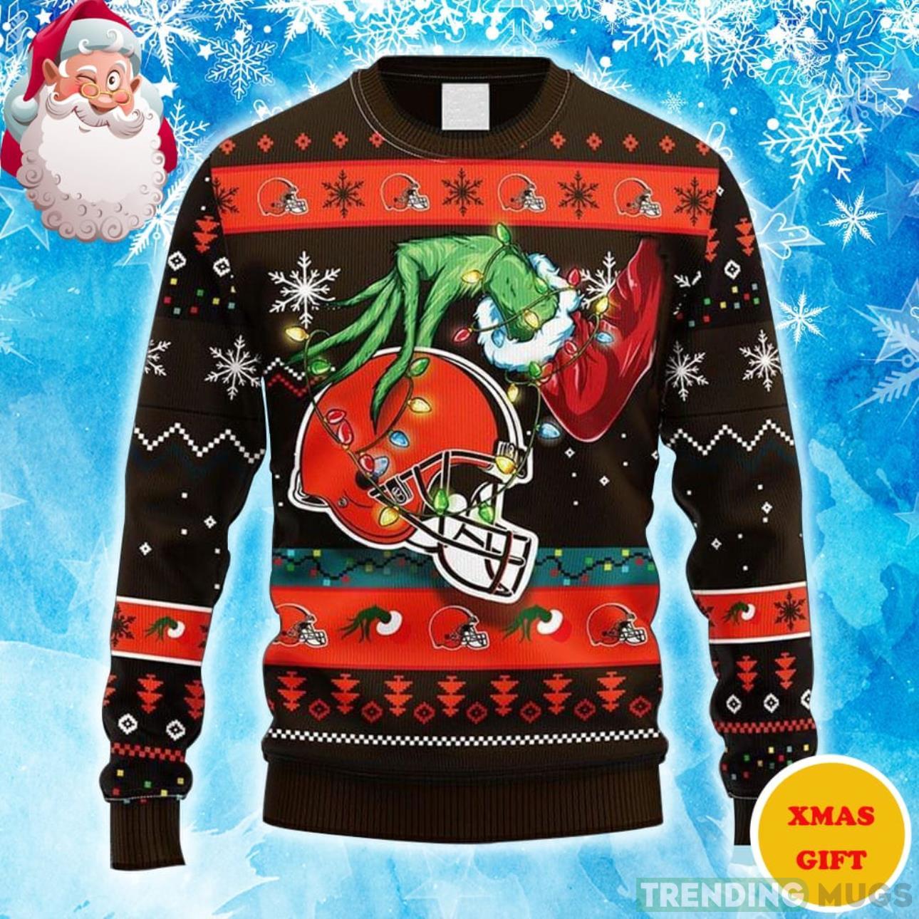 NFL Cleveland Browns Grinch Christmas AOP Sweater Product Photo 1 NFL Cleveland Browns Grinch Christmas AOP Sweater Product Photo 1