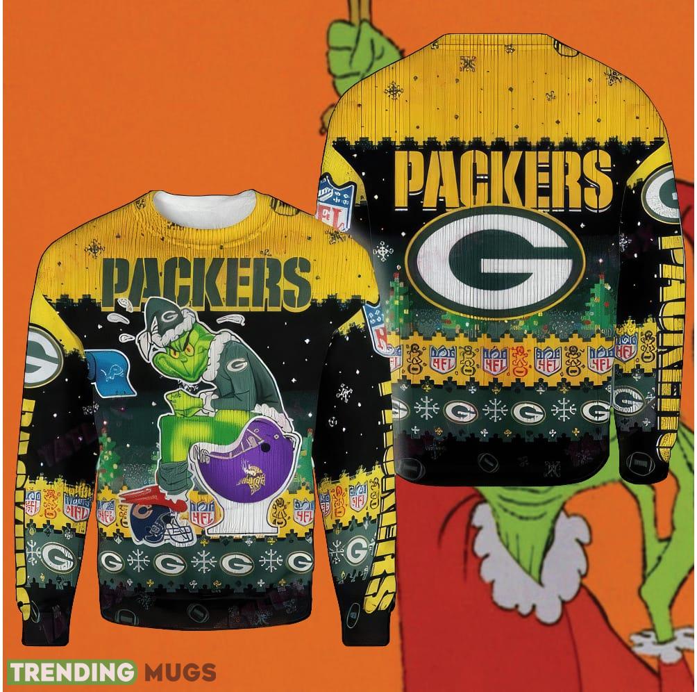 NFL Green Bay PackSan Francisco 49ers Grinch Cool Ugly Christmas Sweater AOP Myrrh - NFL Green Bay PackSan Francisco 49ers Grinch Cool Ugly Christmas Sweater AOP Myrrh
