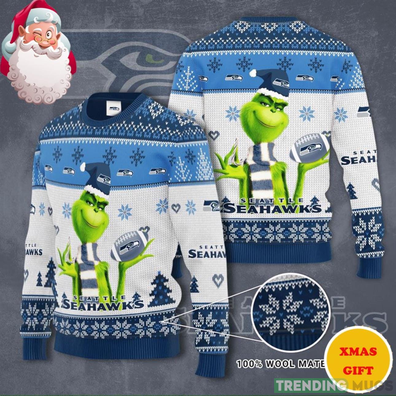NFL Seattle Seahawks Grinch Christmas AOP Sweater Product Photo 1 NFL Seattle Seahawks Grinch Christmas AOP Sweater Product Photo 1