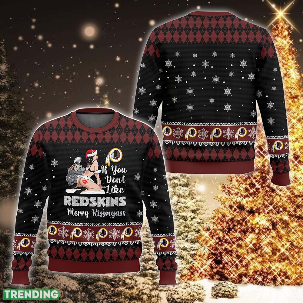 NFL Washington RedskinsKissmyass Festive Ugly Christmas Sweater For Men And Women - NFL Washington RedskinsKissmyass Ugly Christmas Sweater For Men And Women Photo 1 NFL Washington RedskinsKissmyass Festive Ugly Christmas Sweater For Men And Women - NFL Washington RedskinsKissmyass Ugly Christmas Sweater For Men And Women Photo 1