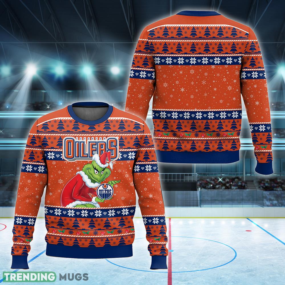NHL Edmonton Oilers Grinch Logo Funny Xmas Ugly Sweater Gift For Holidays - NHL Edmonton Oilers Grinch New Style 2023 Ugly Christmas Sweater For Men And Women Photo 1 NHL Edmonton Oilers Grinch Logo Funny Xmas Ugly Sweater Gift For Holidays - NHL Edmonton Oilers Grinch New Style 2023 Ugly Christmas Sweater For Men And Women Photo 1